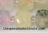 CCU778 15 inches 10*10mm faceted cube mixed quartz beads