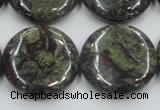 CDB210 15.5 inches 25mm flat round natural dragon blood jasper beads