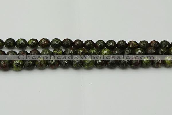 CDB313 15.5 inches 10mm faceted round dragon blood jasper beads