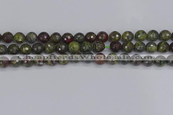 CDB324 15.5 inches 12mm faceted round dragon blood jasper beads