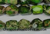 CDE155 15.5 inches 10*12mm faceted nugget dyed sea sediment jasper beads