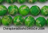 CDE2191 15.5 inches 8mm faceted round dyed sea sediment jasper beads