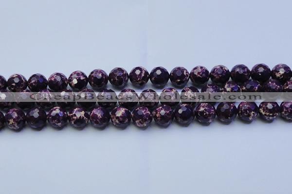 CDE2535 15.5 inches 14mm faceted round dyed sea sediment jasper beads