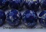 CDE2582 15.5 inches 20mm faceted round dyed sea sediment jasper beads