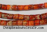 CDE735 15.5 inches 6*6mm tube dyed sea sediment jasper beads