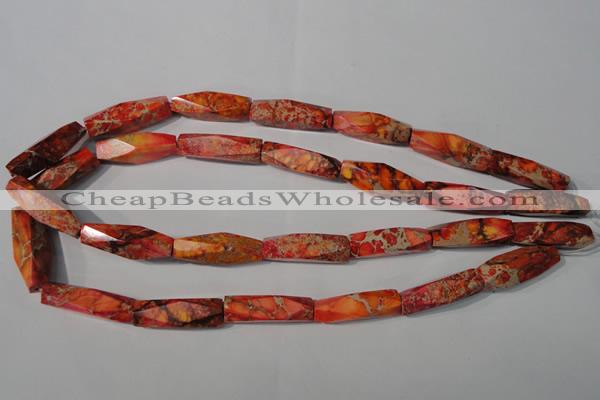 CDE744 15.5 inches 8*30mm faceted rice dyed sea sediment jasper beads
