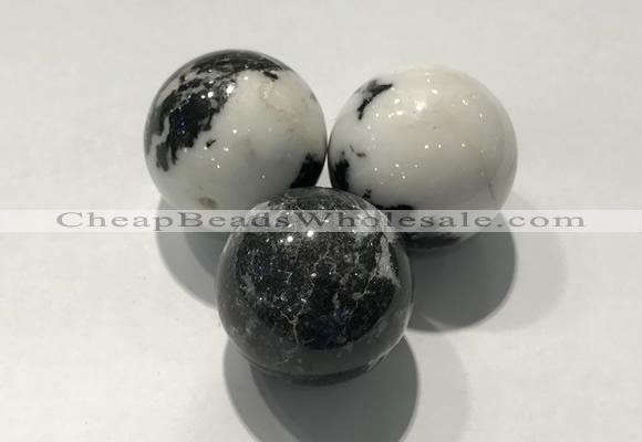 CDN1122 30mm round black & white jasper decorations wholesale