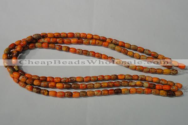 CDT740 15.5 inches 5*8mm drum dyed aqua terra jasper beads