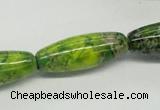 CDT89 15.5 inches 12*30mm rice dyed aqua terra jasper beads