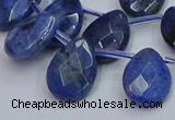 CDU220 Top drilled 13*18mm faceted flat teardrop blue dumortierite beads