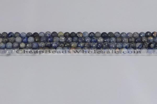 CDU308 15.5 inches 4mm faceted round blue dumortierite beads