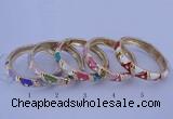 CEB34 5pcs 12mm width gold plated alloy with enamel rhinestone & bangles