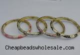 CEB96 6mm width gold plated alloy with enamel bangles wholesale