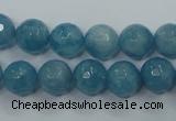 CEQ15 15.5 inches 10mm faceted round blue sponge quartz beads