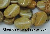 CFA59 15.5 inches 15*20mm twisted oval yellow chrysanthemum agate beads