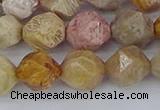 CFC238 15.5 inches 10mm faceted nuggets fossil coral beads