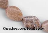 CFC47 15*20mm twisted teardrop coral fossil jasper beads