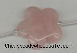 CFG1011 15.5 inches 30mm carved flower rose quartz beads