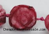 CFG1171 15.5 inches 35mm carved flower plated agate gemstone beads