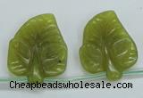 CFG12 15.5 inches 20*24mm carved leaf Korean jade beads