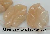 CFG14 15.5 inches 20*26mm carved leaf pink aventurine jade beads