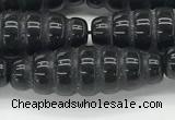 CFG1545 15.5 inches 10*30mm carved rice black agate beads