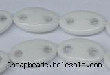 CFG298 15.5 inches 15*25mm carved oval white stone beads