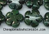 CFG452 15.5 inches 20mm carved flower green iron stone beads