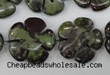 CFG460 15.5 inches 24mm carved flower dragon blood jasper beads