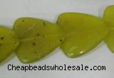 CFG537 15.5 inches 25*25mm carved triangle Korean jade beads
