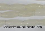 CFG551 15.5 inches 8*20mm carved rice white jade beads