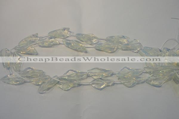 CFG558 15.5 inches 14*28mm carved trumpet flower opal beads