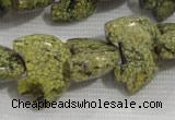 CFG794 12.5 inches 14*18mm carved animal green lace gemstone beads