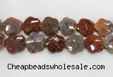 CFG979 15.5 inches 33*33mm carved flower fire agate beads