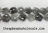 CFG980 15.5 inches 33*33mm carved flower cloudy quartz beads
