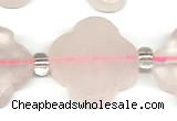 CFG990 15 inches 16mm - 17mm carved flower rose quartz beads