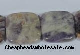 CFJ19 15.5 inches 30*30mm square natural purple flower stone beads