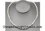CFN104 potato white freshwater pearl & white howlite necklace, 16 - 24 inches