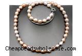 CFN35 10mm - 11mm baroque lavender freshwater pearl jewelry set, 16 - 54 inches