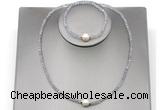 CFN604 4mm faceted round labradorite & potato white freshwater pearl jewelry set