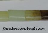 CFW142 15.5 inches 12*16mm flat tube flower jade gemstone beads