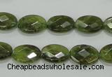CGA107 15.5 inches 10*14mm faceted oval natural green garnet beads