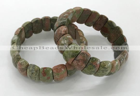 CGB3300 7.5 inches 10*20mm faceted oval unakite bracelets