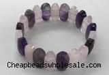 CGB3312 7.5 inches 10*20mm faceted oval mixed quartz bracelets