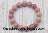 CGB5371 10mm, 12mm round pink wooden jasper beads stretchy bracelets