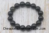 CGB5392 10mm, 12mm round black obsidian beads stretchy bracelets