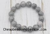 CGB5734 10mm, 12mm grey picture jasper beads with zircon ball charm bracelets