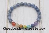 CGB6277 8mm blue spot stone 7 chakra beaded mala stretchy bracelets