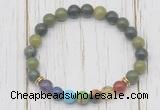CGB6371 8mm Canadian jade 7 chakra beaded mala stretchy bracelets