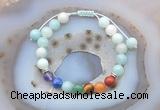 CGB6445 8mm round amazonite 7 chakra beads adjustable bracelets